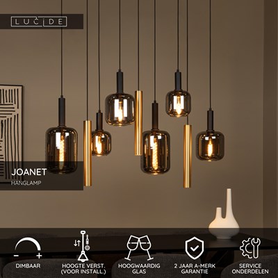 Lucide JOANET - Hanglamp - 6xE27 - Messing